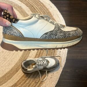 Madewell Kickoff Trainer Leather Spot Mix Calf Hair Sneaker Olive Grove 9.5W 8M